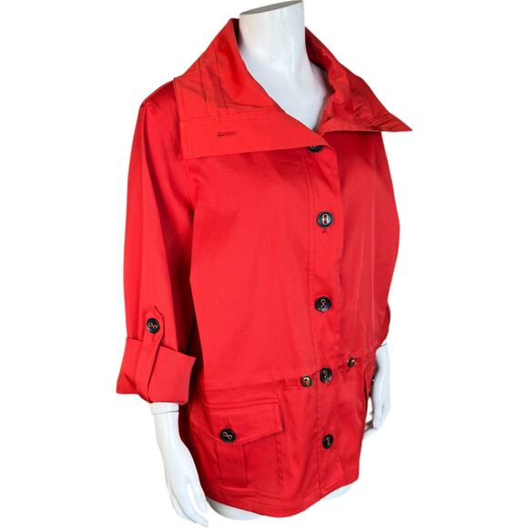 Ruby Rd. Women's 16W Button Front Jacket 3/4 Sleeves Red-Orange Pockets - Picture 6 of 13